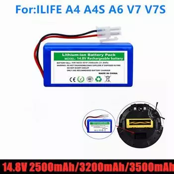 Новый/14,8 В, 2500 мАч, 3200 мАч, 3500 мАч, литиевая батарея для Ilife A4 A4s V7 A6 V7s Plus, робот-пылесос Ilife 4s 1p, полная емкость 2500mAh