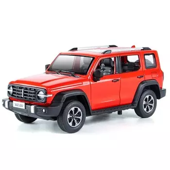 Новый 1:24 Tank 300 SUV Модель автомобиля из литого металла Игрушечный внедорожник Модель автомобиля Звук и свет Инерционный механизм может открывать дверь Детский мальчик Подарок красный