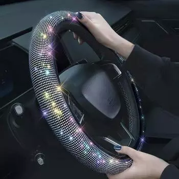 Новый 37-39 см универсальный чехол на руль автомобиля для женщин и девочек, автомобильный салон, блестящие розовые украшения, аксессуары для женщин и девочек