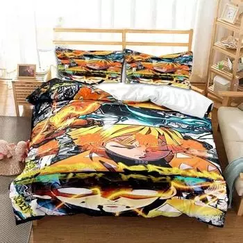 Новый 3D аниме Agatsuma Zenitsu Demon Slayer комплект постельного белья Single Twin Full Queen King Size комплект постельного белья Aldult Kid Bedroom Home Textiles 70x133cm 2pcs