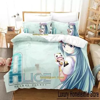 Новый 3D аниме простыня Aria the Animation комплект постельного белья Single Twin Full Queen King Size комплект постельного белья для взрослых и детей спальня пододеяльники комплекты EU Single 135x200cm