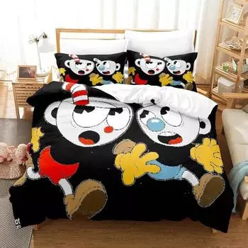 Новый 3D-принт аниме-шоу Cuphead Комплект постельного белья Single Twin Full Queen King Size Комплект постельного белья Aldult Kid Bedroom Duvetcover Sets 70x133cm 2pcs