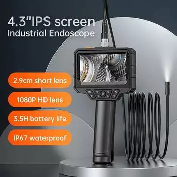 Новый 4,3-дюймовый IPS-экран, промышленный эндоскоп, камера 1080P, жесткий кабель, канализационный осмотр, бороскоп, IP67, водонепроницаемый, 2000 мАч 1m чёрный