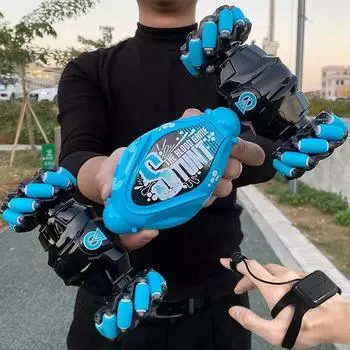 Новый 4WD 1:16 каскадерский радиоуправляемый автомобиль со светодиодной подсветкой, индукционная деформация жестов, витой альпинистский радиоуправляемый багги, 360 Flip Drift, электронные игрушки Dual Modes небесно-голубой