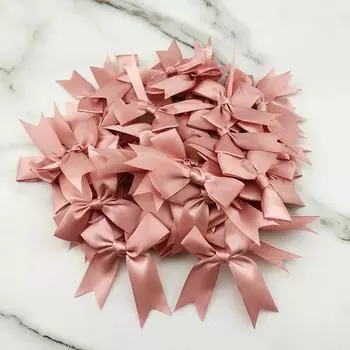 новый (50 шт/упак.) 85*85 мм свежие розовые банты из атласной ленты небольшого размера бант из атласной ленты цветок ремесло украшение ручная работа своими руками вечеринка украшения 8.5cm шампанского