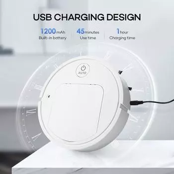 Новый 5-в-1 робот-пылесос с зарядкой от USB, автоматическая уборка, подметальная машина, пылесосы для влажной уборки белый