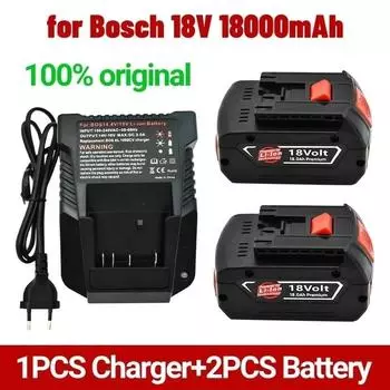 Новый аккумулятор 18 В 18.0ah для электрической дрели Bosch 18 В литий-ионный аккумулятор Bat609, Bat609g, Bat618, Bat618g, Bat614 + зарядное устройство красный