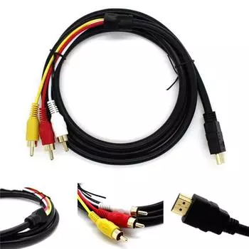 Новый электронный черный для телевизора HDTV DVD-адаптер HDMI-папа на 3 RCA-кабеля 1080P 5 футов аудио-видео AV-шнур