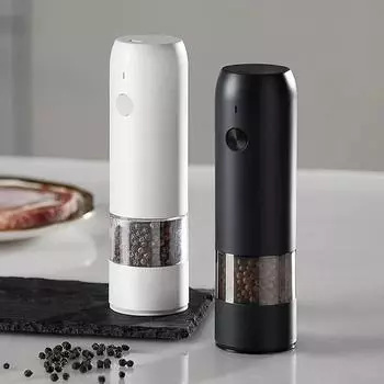 Новый автоматический набор для соли и перца, перезаряжаемый с USB-портом, гравитационная мельница для специй, регулируемая мельница для специй белый