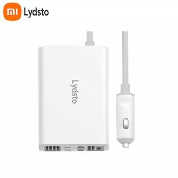 Новый автомобильный инвертор Xiaomi Lydsto, стандарт быстрой зарядки, 12 В–220 В, 100 Вт, высокая выходная мощность, многофункциональная розетка переменного тока, интеллектуальная USB-разъем белый