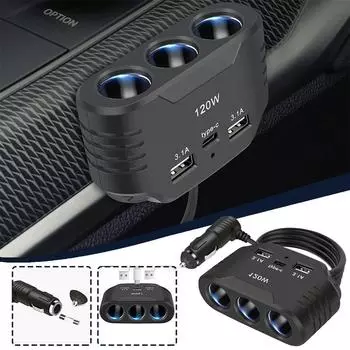 Новый автомобильный зарядный разветвитель с 3 гнездами, двойной USB светодиодный автомобильный адаптер для быстрой зарядки 120 Вт 12 В 24 В автомобильный зарядный адаптер для iPhone GPS-инструмента