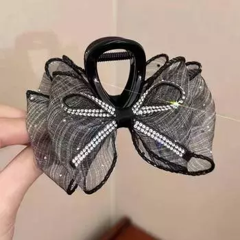 Новый блестящий бант в горошек, зажим для волос для женской моды, сетчатая заколка-пузырь для волос, зажим-акула, аксессуар для волос кудрявой девушки
