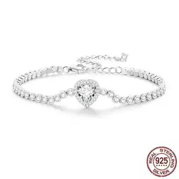 Новый браслет с блестящим цирконом Love S925, серебряный светильник, роскошный стиль, регулируемый браслет с платиновым покрытием, ювелирные изделия Adjustable size