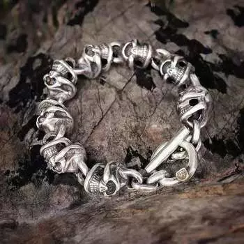 Новый браслет с черепом, браслет с черепом мотоцикла High Mountain Dragon, подвеска с золотым глазом 18CM