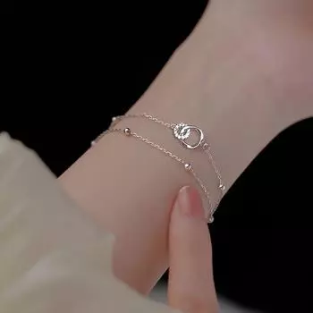 Новый браслет с двойным кольцом Mobius Ring для девочек, новый легкий, роскошный и уникальный изысканный двухслойный подарок на день рождения с бриллиантами Adjustable size
