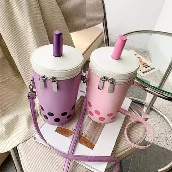 Новый бренд, милый мультфильм, молочный чай, женские сумки через плечо, высокое качество, искусственная кожа, женская сумка через плечо, роскошная дизайнерская сумка для мобильного телефона