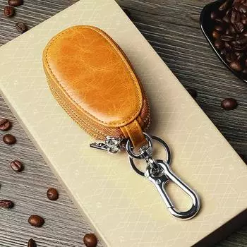 Новый чехол-держатель для ключей из натуральной кожи для женщин, мини-карманный кошелек для ключей, сумка для монет с брелком коричневый