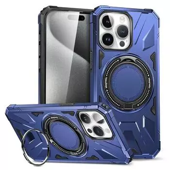 Новый чехол-держатель с кольцом высочайшего качества для iPhone 15 11 12 13 14 Pro Max, магнитная беспроводная зарядная броня, жесткий противоударный чехол для ПК For iPhone 11 синий