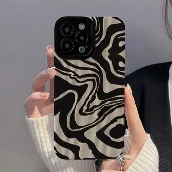 Новый чехол для телефона с морщинами в полоску зебры для iPhone 13 12 11 14 15 Pro Max Mini 8 7 Plus SE X XS XR, силиконовый противоударный полный чехол For iPhone 13 Mini