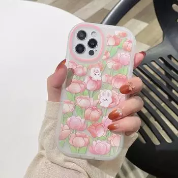Новый чехол для телефона Tulip Folwer Rabbit для Iphone 11 12 13 Pro Max Mini X Xs Max Xr 7 8 Plus Se 2020 2022, мягкие милые силиконовые чехлы For SE2020 or SE2022