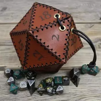 Новый D20 мешок для игральных костей полигональные игральные кости кожаные коробки для хранения усиленный шнурок для ежедневной работы подарочный