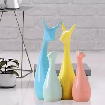 Новый домашний декор статуэтка семьи оленей удачи керамические фигурки с отделкой фортепиано - (Набор из 4,)