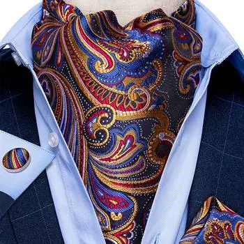 Новый галстук Ascot для мужчин, классический галстук с узором пейсли, шелковый носовой платок с запонками, набор галстуков для вечеринки AS-2011