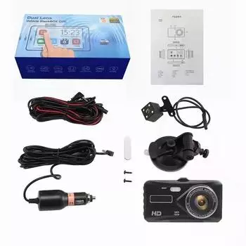 Новый HD 1080P 4 сенсорный экран IPS Dash Cam Передняя и задняя камера CAR DVR Черный ящик для автомобиля Ночное видение Видеорегистратор для водителя Dual Lens