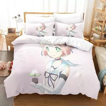 Новый комплект постельного белья Anime Magical Girl Raising Project Single Twin Full Queen King Size Bed Set Adult Kids Bedroom Duvet Cover Sets EU Twin 135x200cm