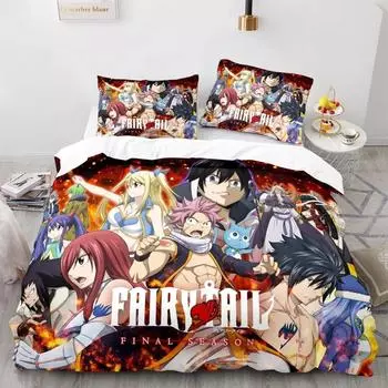 Новый комплект постельного белья Fairy Tail для мальчиков и девочек в японском стиле, подарок для спальни, односпальная кровать, двуспальная кровать, домашний текстиль, дропшиппинг 70x133cm 2pcs