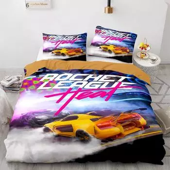 Новый комплект постельного белья Rocket League, покрывало для односпальной кровати, полный комплект королевского размера, автомобильный комплект постельного белья Rocket League, пододеяльник для спальни для взрослых 70x133cm 2pcs