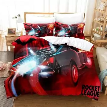 Новый комплект постельного белья Rocket League, покрывало для односпальной кровати, двуспальной кровати размера Queen King Size, комплект постельного белья Rocket League для детей, мальчиков, спальня, пододеяльник 70x133cm 2pcs