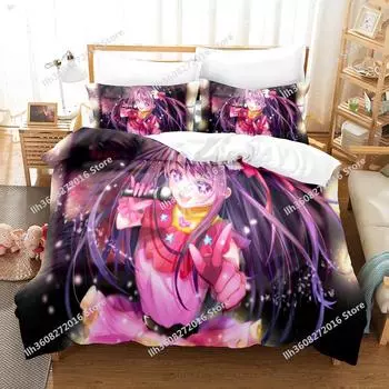 Новый комплект постельного белья с 3D-принтом Kawaii Girls Oshi no ko из трех предметов в стиле аниме для взрослых и детей, для спальни, пододеяльник, наборы домашнего текстиля EU Twin 135x200cm