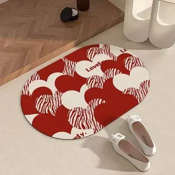 Новый коврик для ванной Red Love, нескользящий коврик, впитывающий, быстросохнущий коврик, коврик для ванной комнаты и туалета 40 * 60CM [Diatom Mud]