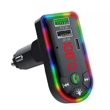 Новый красочный автомобильный FM-передатчик USB + Type-C 5V 3.1A FM-передатчик Bluetooth 5.0 Автомобильный MP3-плеер Беспроводной автомобильный комплект громкой связи U Disk/TF Музыкальный плеер чёрный