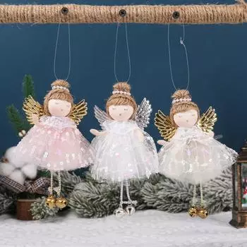Новый креативный рождественский кулон, рождественский ангел с перьями, украшение на рождественскую елку, кулон, рождественские принадлежности 14.5*7cm