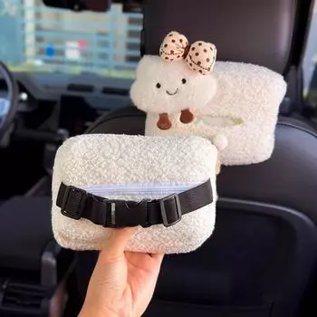 Новый милый мультяшный бант-облако для автомобиля, подвесная сумка для салфеток для заднего сиденья автомобиля, подголовника, подлокотника, держателя для хранения бумаги белый