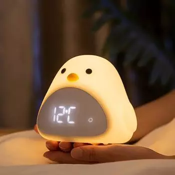 Новый милый мультяшный C2 Time Bird ночник-будильник - силиконовый USB прикроватный светильник со светодиодом - очаровательный подарок для детей и младенцев