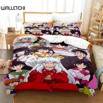 Новый модный комплект постельного белья Inuyasha, односпальная кровать, двуспальная кровать размера «king-size», комплект постельного белья для взрослых и детей, простыни и наволочки с 3D-аниме 70x133cm 2pcs