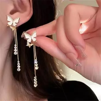 Новый модный тренд, изысканные длинные серьги-подвески с кисточками и бабочкой, женские ювелирные изделия для пожилых людей, подарок на день рождения, оптовая продажа