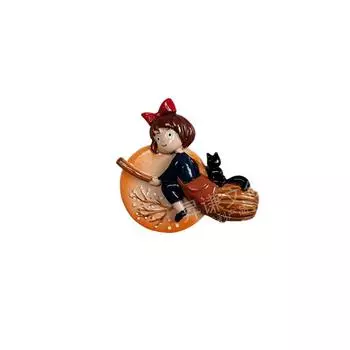 Новый мультфильм милая девушка метла черная кошка личность дизайн смола холодильник наклейки для дома кухня липкие заметки украшение подарок зелёный