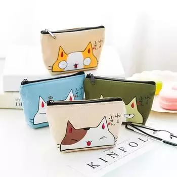 Новый мультяшный кот принт мини оксфордский кошелек для ключей женский держатель для карт молния кошелек для денег сумка для хранения милый кошелек для девочек кавайи