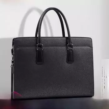 Новый мужской деловой модный портфель из натуральной кожи с защитой от кражи и паролем - высококачественная 14-дюймовая сумка чёрный