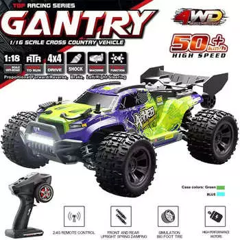 Новый полноприводный радиоуправляемый гоночный внедорожник Monster Truck 40 км/ч, высокоскоростной беспроводной легкий автомобиль с дистанционным управлением, подходящий для детей и взрослых зелёный