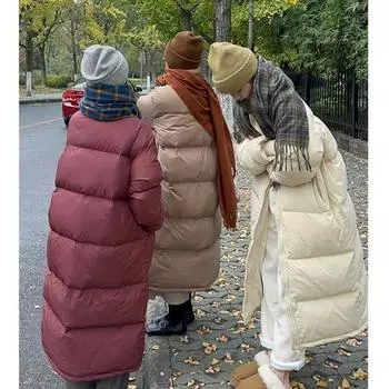 Новый пуховик выше колена длинный утолщенный пара свободный модный корейский стиль хлеб пальто женское хлопковое пальто S чёрный