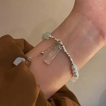 Новый ретро асимметричный браслет с кисточками из бамбука, модный дизайн, браслет из искусственного жемчуга и бисера, ювелирные изделия, подарки для праздника и вечеринки