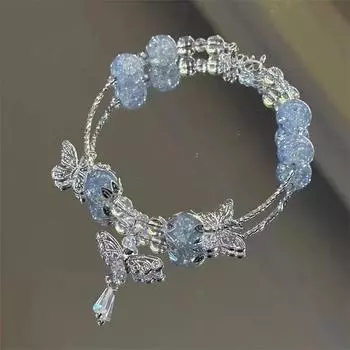Новый роскошный элегантный браслет с хрустальными бусинами для женщин, бабочка, Ловец снов, кисточка, подвесной браслет для девочек, вечерние, модные ювелирные изделия, подарок