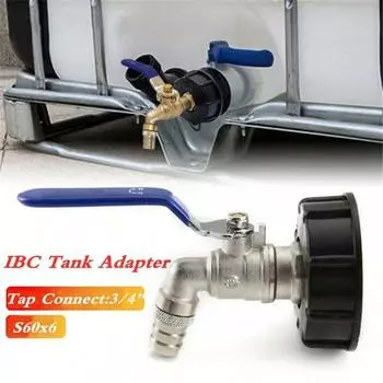 Новый S60X6 до 3/4 дюйма IBC, переходник для крана для бака, латунный соединительный кран для бака для воды, газа, масла 3/4 Inch синий