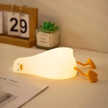 Новый светодиодный детский ночник в виде утенка, перезаряжаемая лампа USB, силиконовая мягкая, для сна, спальни, настольная декоративная лампа для детей, праздник G жёлтый