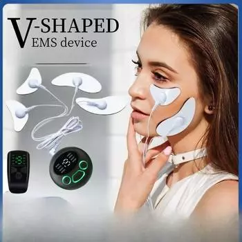Новый трансграничный массажер для лица EMS, импульсный низкочастотный косметический инструмент в форме полумесяца, V-образный стимулятор мышц лица, подтягивающий лицо